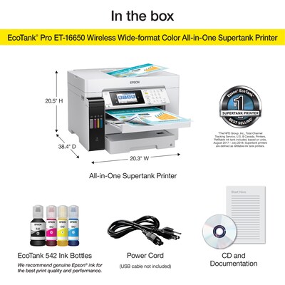 Epson EcoTank Pro ET-16650 Wireless Color Inkjet Printer, All-In-One Supertank, Print, Scan, Copy, Fax (9472516)