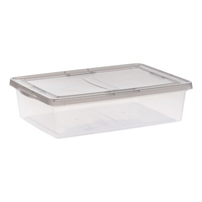 Iris 28 Quart Snap Top Snap Closure Storage Bin,Clear, 6/Pack (500157)