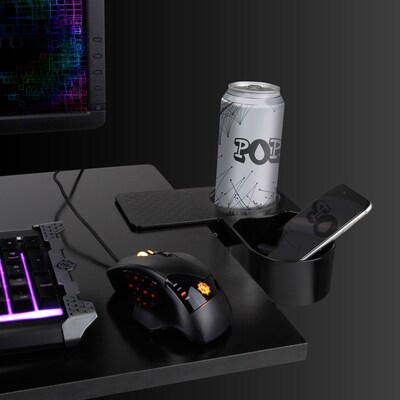 Enhance Clip On Desk Cup Holder with Storage, Black (ENUNCSM100BKWS)