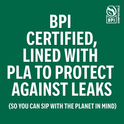 Perk™ Eco Compostable Paper Hot Cup, 10 Oz., White/Green, 50/Pack (PK56223)