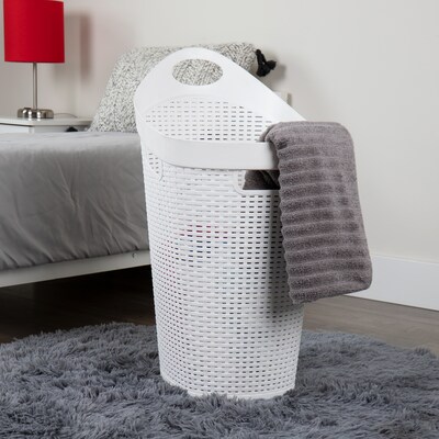 Mind Reader Plastic Rolling Laundry Basket, White (60HWHEEL-WHT)