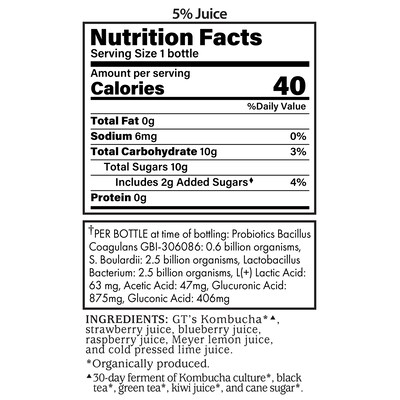 GT's Synergy Kombucha Organic Lemon Berry, 10 oz., 12/Pack (307-00439)