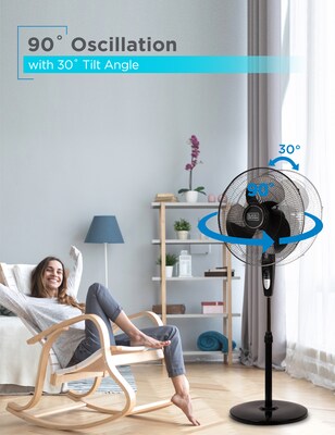 Black & Decker 16" Oscillating Pedestal Fan, 3-Speed, Black (BFSR16B)