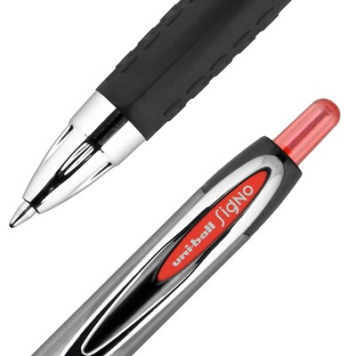 uniball 207 Retractable Gel Pens, Medium Point, 0.7mm, Red Ink, Dozen (33952)