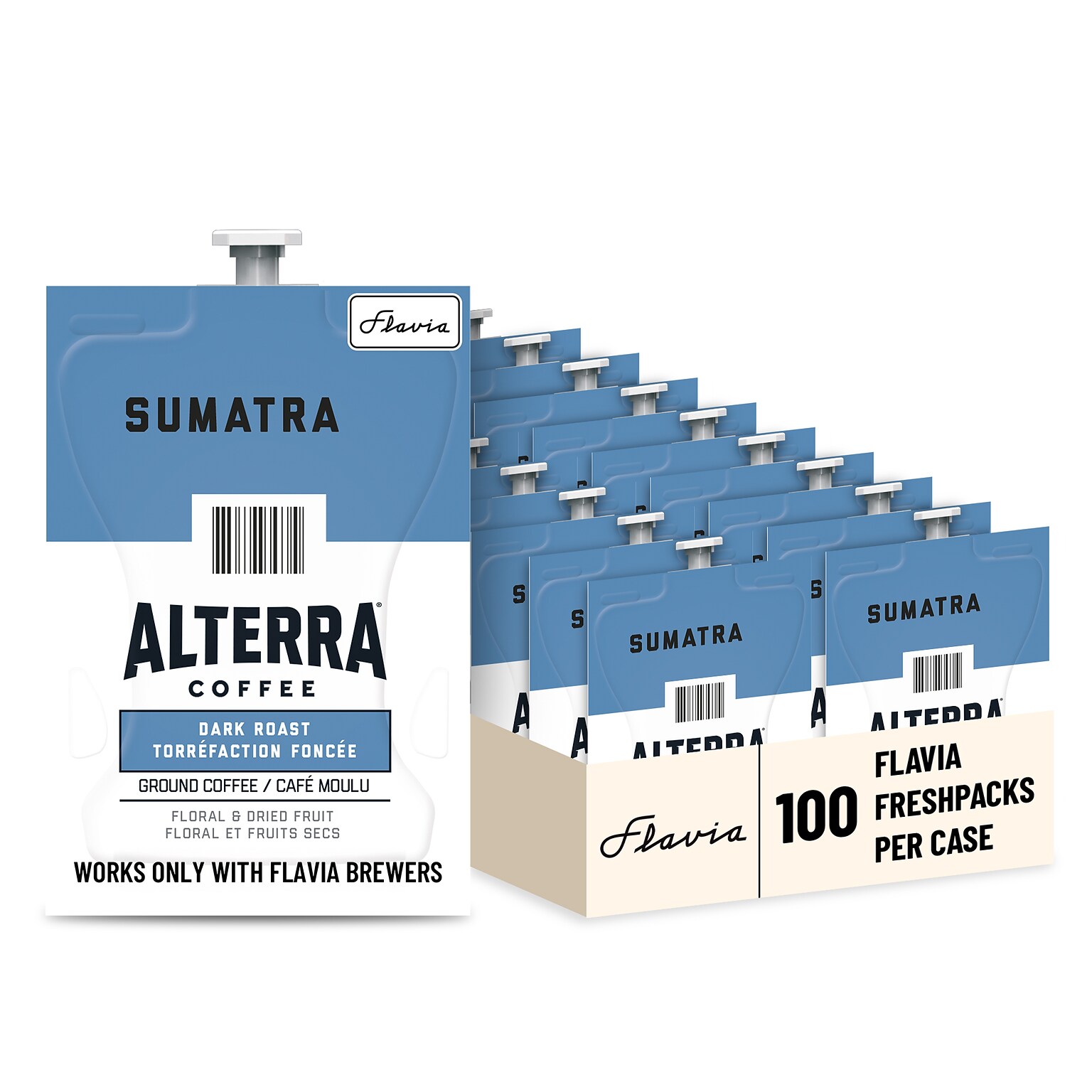 Alterra Sumatra Coffee Flavia Pods, Dark Roast, 100/Carton (MDRA194)