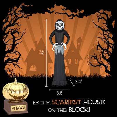 Haunted Hill Farm 12 Prelit Inflatable Reaper (HIGHOST122-L)