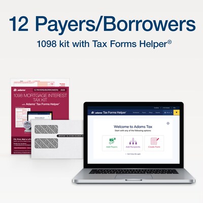 Adams 2025 1098 Mortgage Interest Tax Forms Kit, 2-Part, 2-Up, A and B, 12/Pack (STAX1098-25)