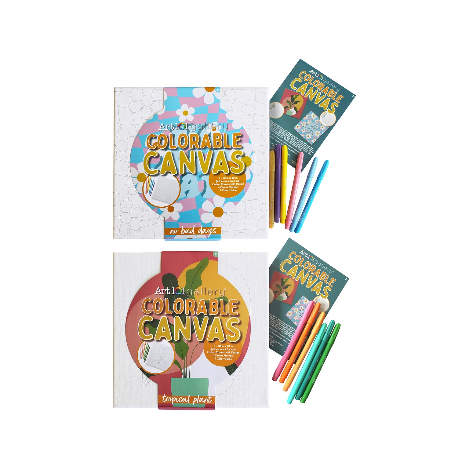 Art 101 Gallery Colorable Canvas Wall Art Sets with Perma Markers, 2/Pack (23060MB)