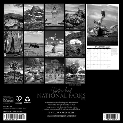 2027 Willow Creek Untouched National Parks 12 x 12 Monthly Wall Calendar, Assorted Colors (62760)