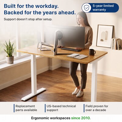Uncaged Ergonomics Rise Up 3-stage Dual Motor Electric Standing Desk Frame, White, Desktop Not Included (RUW)