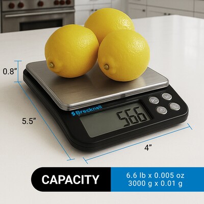 Brecknell EPB Digital Scale, 6.61lb. Capacity, Black/Silver (EPB3000G)