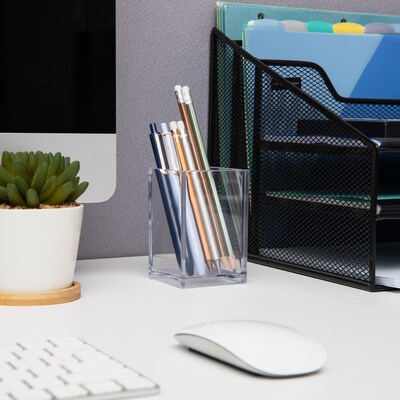 Mind Reader Plastic Pen Cup Holder, Clear (ACPEN-CLR)