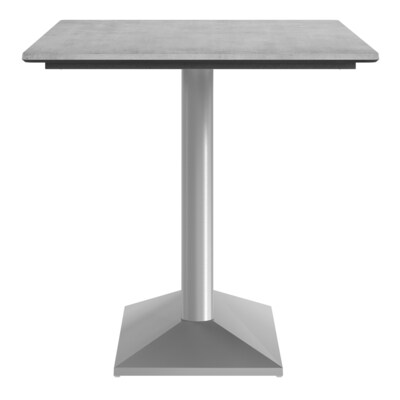 Flash Furniture Acadia Wooden Dining Table with Dual Column Base, 30"D x 48"W, Gray Faux Concrete/Silver Base (ST3048CGTB002S)