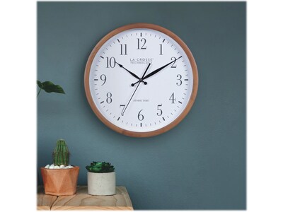 La Crosse Technology Atomic Wall Clock, Wood, 12.80" (404-50447)