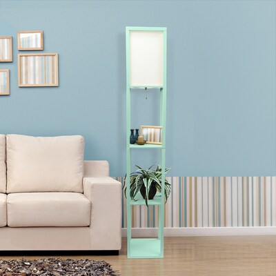 Simple Designs Etagere Organizer 62.5" Floor Lamp with Rectangular Shade, Aqua (LF1014-AQU-CCLB)