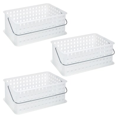 iDESIGN Medium Stackable Plastic Storage Bin, Frost, 3/Pack (29405M3)