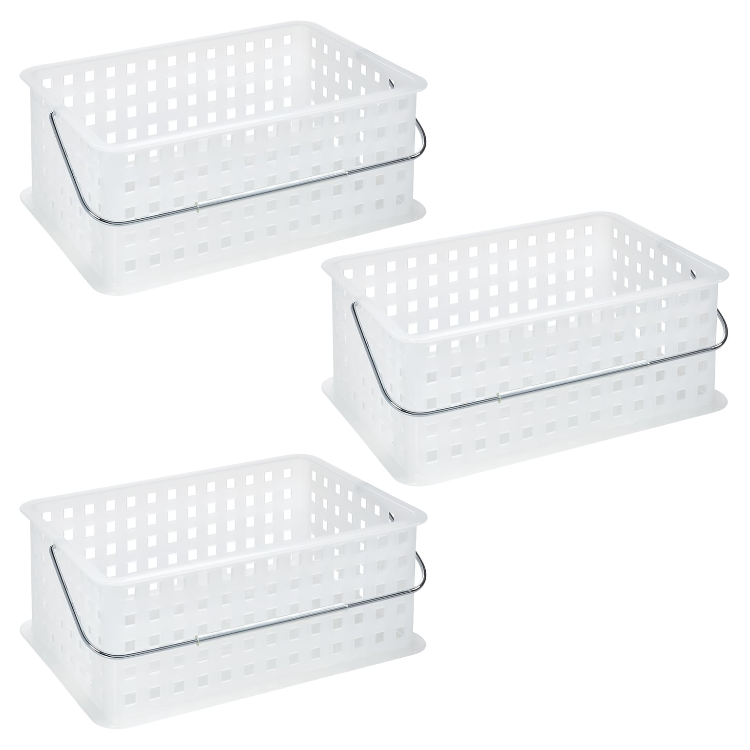 iDESIGN Medium Stackable Plastic Storage Bin, Frost, 3/Pack (29405M3)