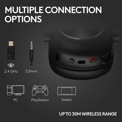 Logitech PRO X 2 LIGHTSPEED Wireless Bluetooth Stereo Gaming Over-the-Ear Headset, 3.5mm, Black (981-001262)