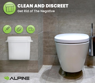 Alpine Industries Plastic Sanitary Napkin Disposal Receptacle, 10x 5, White (451-WHI-MK)
