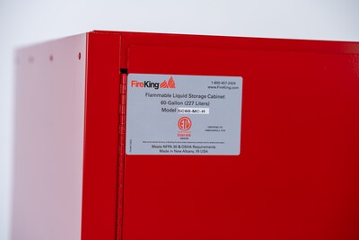 FireKing Flammable Liquids Steel Storage Cabinet, 45 gal, Manual Close, Red (SC45-MC-R)