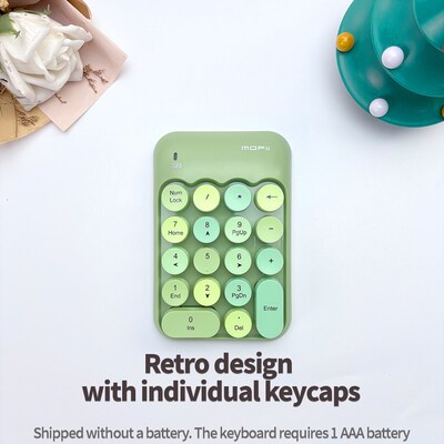 SaharaCase Retro Numeric Keypad Wireless Ergonomic Number Pad, Sage Green (KB47)