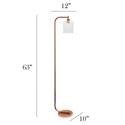 Simple Designs Antique Style Industrial Iron Lantern Floor Lamp with Glass Shade, Rose Gold (LF1036-RGD)