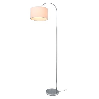 Creekwood Home Vista 66 Brushed Nickel Floor Lamp with Drum Shade, White (CWF-3006-WH-LB)