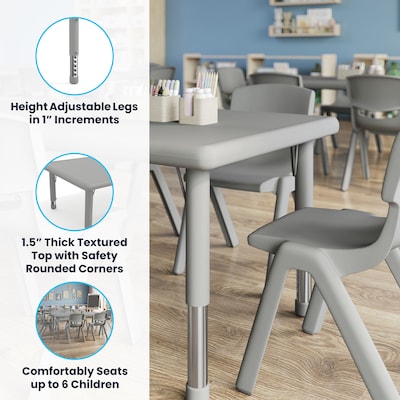 Flash Furniture Wren Rectangular Activity Table, 24" x 48", Height Adjustable, Soft Gray (YUYCX012RECTSGY)