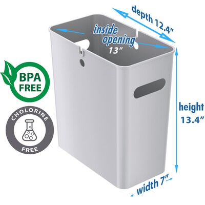iTouchless SlimGiant Polypropylene Trash Can with no Lid, Metallic Silver, 4.2 gal., 2/Pack (SG101Sx2)
