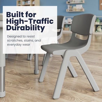 Flash Furniture Emmy Half Moon Activity Table Set, 65" x 35", Height Adjustable, Soft Gray (YCX42MOONTBSGYE)