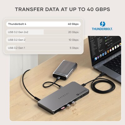 Satechi Thunderbolt 4 Multi-Display Docking Station - US, Space Gray (ST-DT4MDM-US)