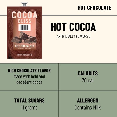 Flavia Cocoa Bliss Milk Chocolate Hot Cocoa, Flavia Freshpacks, 72/Carton (MDR20620)