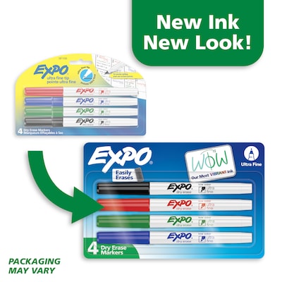 Expo Dry Erase Markers, Ultra Fine Tip, Assorted Colors, 4/Pack (1871133)