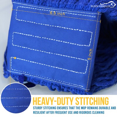 BISON LIFE Kleen Handler  Blend Heavy Duty String Mop Head, Dark Blue, 24/Pack (BPHD-LEM-BD-DBL-32-1-24A)