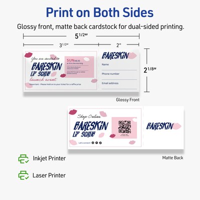 Avery Integrated Cards, 2-1/8" x 5-1/2", Glossy White, 200/Pack (95331)