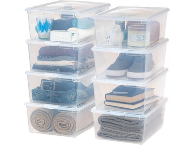 Iris 13.5 Qt. Snap Lid Storage Tote, Clear, 8/Pack (500075)