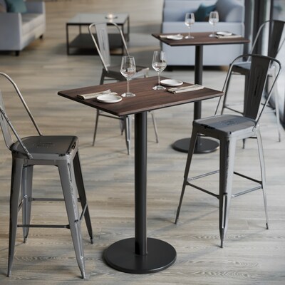 Flash Furniture Acadia Wooden Dining Table, 23.75"D x 29.75"W, Dark Brown/Black Base (ST2430WBRTR18B)