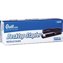 Quill Brand® Contemporary Desktop Stapler, 20 Sheet Capacity, Metallic Black (79604Q)