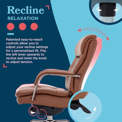 La-Z-Boy Sonata Ergonomic Bonded Leather Swivel Executive Chair, Cognac and Graphite (CCHR10014C)