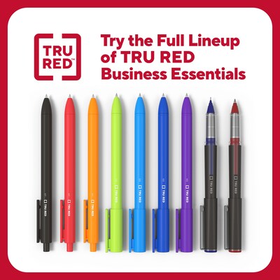 TRU RED™ Retractable Quick Dry Gel Pens, Medium Point, 0.7mm, Black, 5/Pack (TR54494)