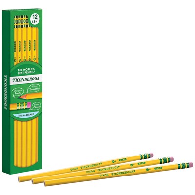 Ticonderoga The World's Best Pencil Wooden Pencil, 2.2mm, #3 Hard Lead, Dozen (X13883X)