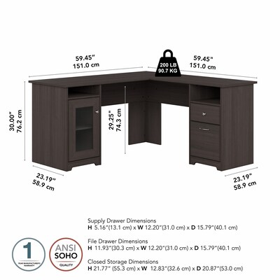 Bush Business Furniture Easy Office 44.88"H x 119.09"W 4 Person X-Shaped Cubicle Workstation, Mocha Cherry (EOD760MR-03K)