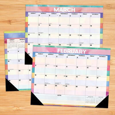 2026 Willow Creek Watercolor Stripes 22 x 17 Monthly Desk Pad Calendar (57292)