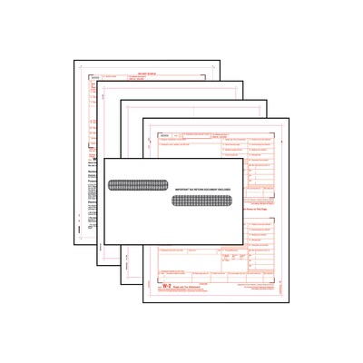 W-2 Six-Part Blank Laser Set with Self-Seal Envelopes; 25-Pack