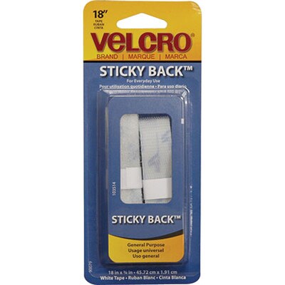 VELCRO® Tape, 3/4 x 18 Strips, White