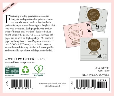 2026 Willow Creek 6.2 x 5.4 Daily Day-to-Day Calendar, (57018)