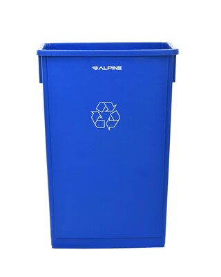 Alpine Industries Polypropylene Recycling Bin, 23 Gallon, Blue (477-R-BLU-PKG2)