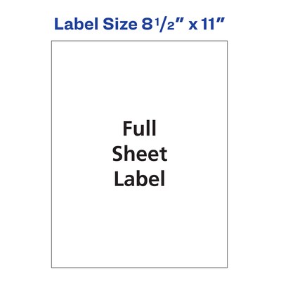 Avery Laser/Inkjet Shipping Labels, 8-1/2" x 11", White, 1 Labels/Sheet, 250 Sheets/Box, 250 Labels/Box (95920)