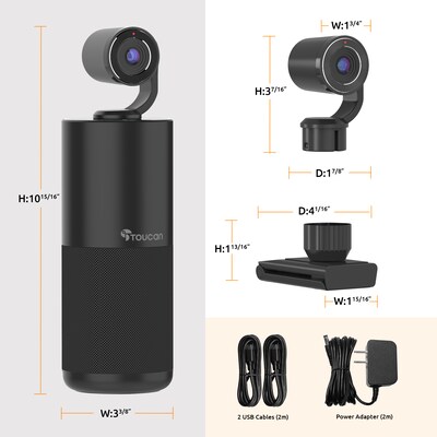 Toucan Video Conference System HD - Conference Speaker and 4 Microphones with detachable 1080P HD Camera - Black (TCSC100KU)
