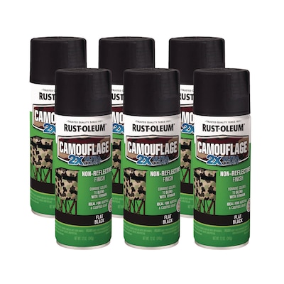 Rust-Oleum Camouflage Spray Paint, 12 oz. Aerosol Can, Flat Black, 6/Carton (RST279179CT)